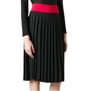 Victoria Beckham Pleated Midi Skirt Black Red Waistband Autumn Winter 2014